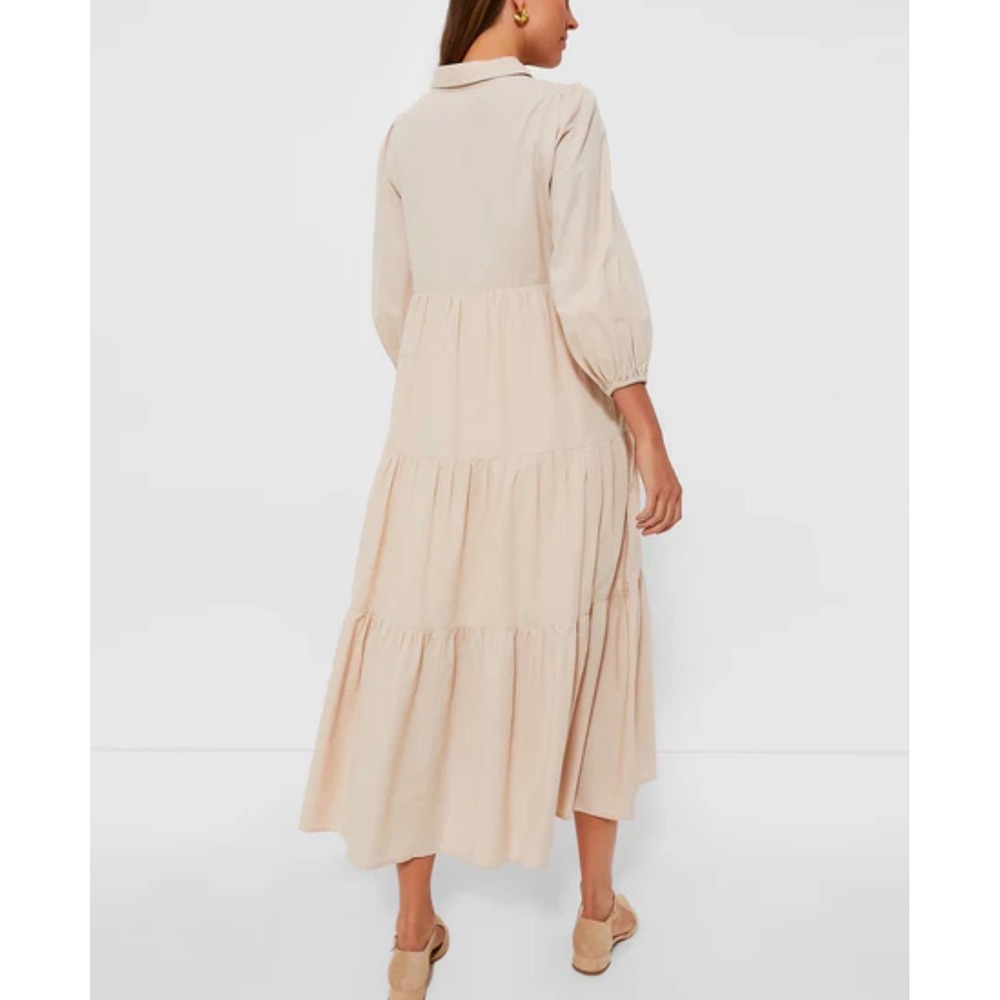 Pomander Place Tuckernuck Mabel Cotton Tiered Maxi Dress in Sandstone M Pockets - Picture 2 of 12
